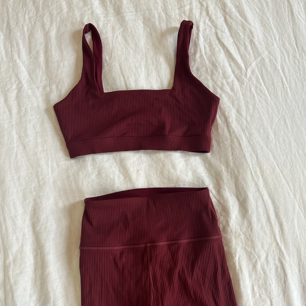 NEW SoulCycle Burgundy Ribbed Set - Picture 7 of 11
